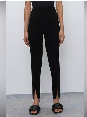 Aritzia Black Slim High-Rise Ankle Split Pants